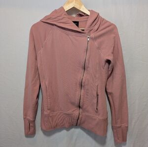 Medium Women's Pink Asymmetrical Nike Zip up Hoodie
